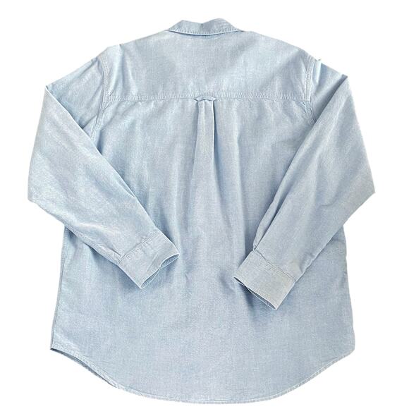 Chaps Blue Button Down Shirt Mens LARGE Long Sleeve Emblem Pocket Casual Work - Picture 3 of 7